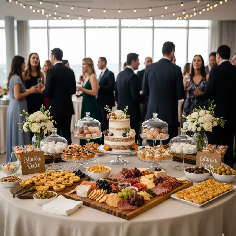 Mesas mixtas de pasabocas dulces y salados para eventos en Cali